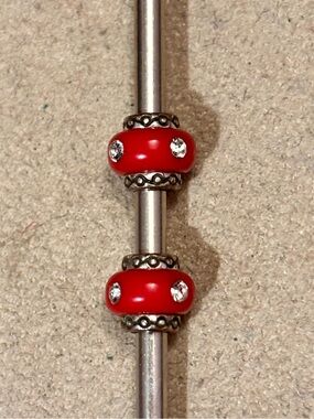 🆕Listing Two Brighton Mini Dazzle beads Red w crystals MINI holder ONLY Retired